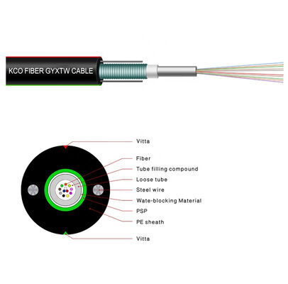 8cores 8fibers 8fo Armored OM3 50/125 Multimode GYTXW Aerial Outdoor Fiber Optical Cable