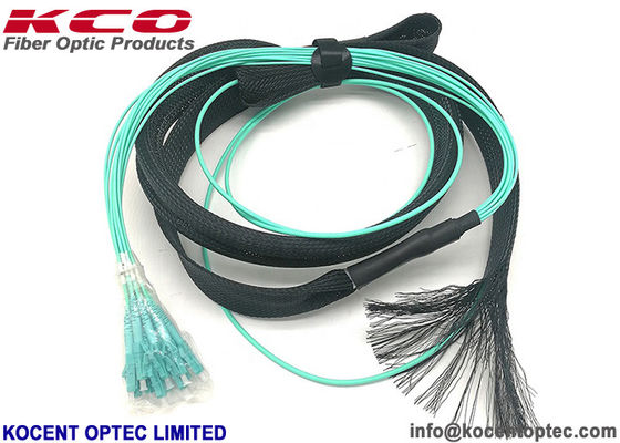 MTP MPO Fiber Optic Trunk Cable MPO 12LC OM3 OM4 With Pulling Eye