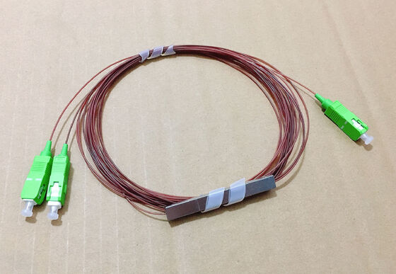 1x2 PLC Splitter SCA / FTTH Blockless Mini Splitter 1*2 0.9mm 1.5m G657 Fiber SCAPC Connector