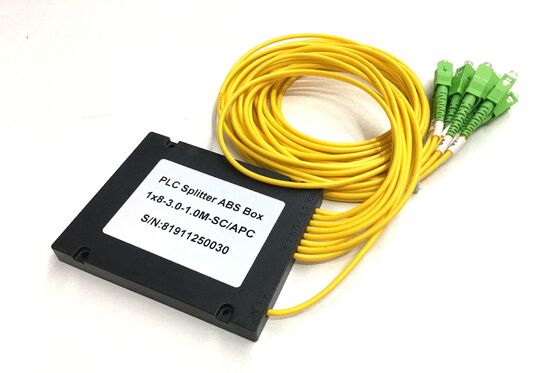 1x8 Fiber Optic Splitter PLC Splitter with SC/APC Connector and G657A1 Fiber for FTTH Networks