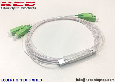 2*2 Mini PLC Fiber Optic Splitter SC/APC Connector For FTTH FTTA 0.9mm 1.0m